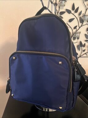 MMS Design Studio Navy Blue Backpack with Gold Hardware